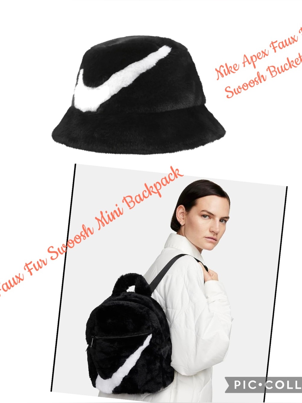 Nike Apex Faux Fur Swoosh Bucket Hat & Mini Backpack Set!